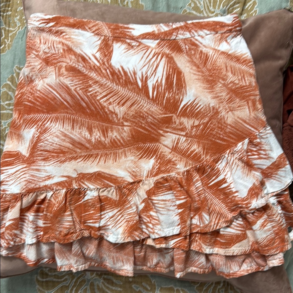 Roxy Orange Bubble Mini Skirt Ruffled Resort Wear